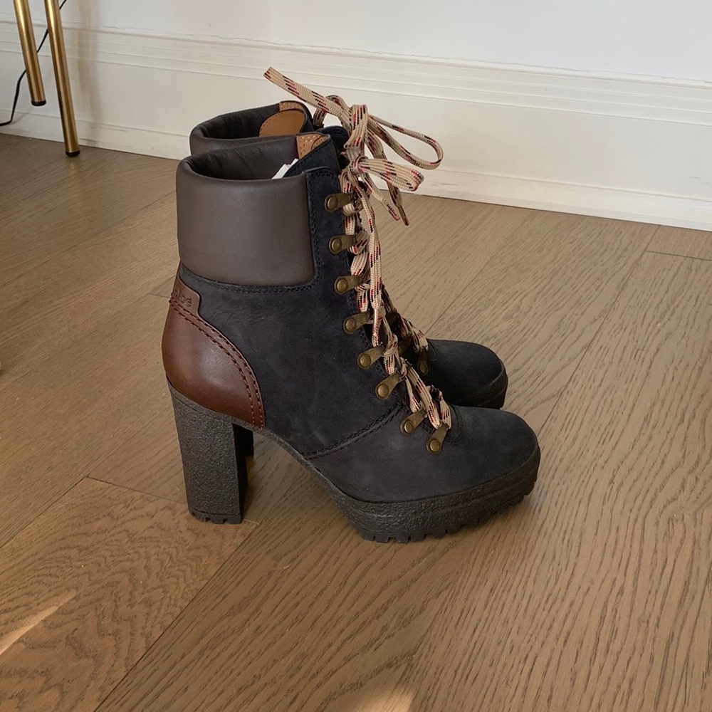 NWT See by Chloe Eileen Lace Up Hiking Boots